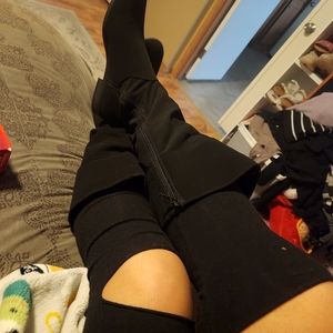 Black mid-calf fashion boots KELIMEAP 9M